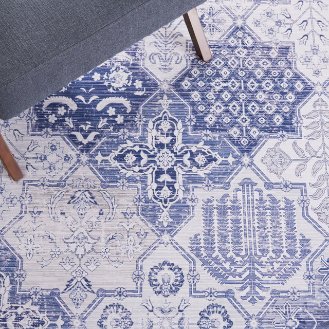 Safavieh Machine Washable Tucson Tsn193F Grey/Navy Rug.