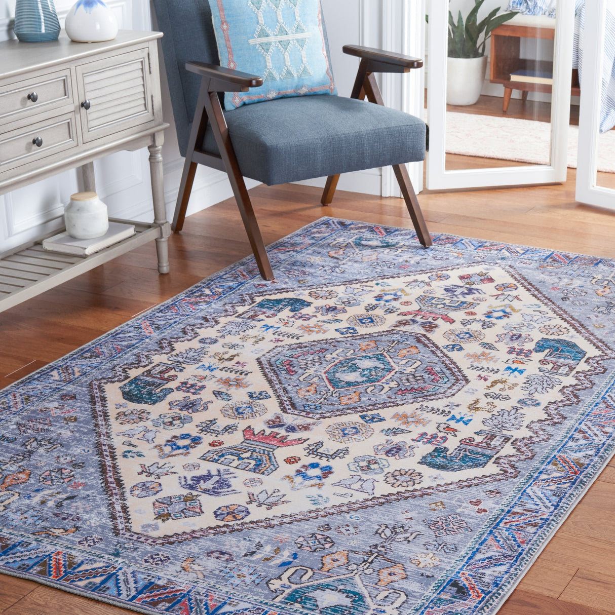 Safavieh Machine Washable Tucson Tsn194C Beige/Grey Rug.