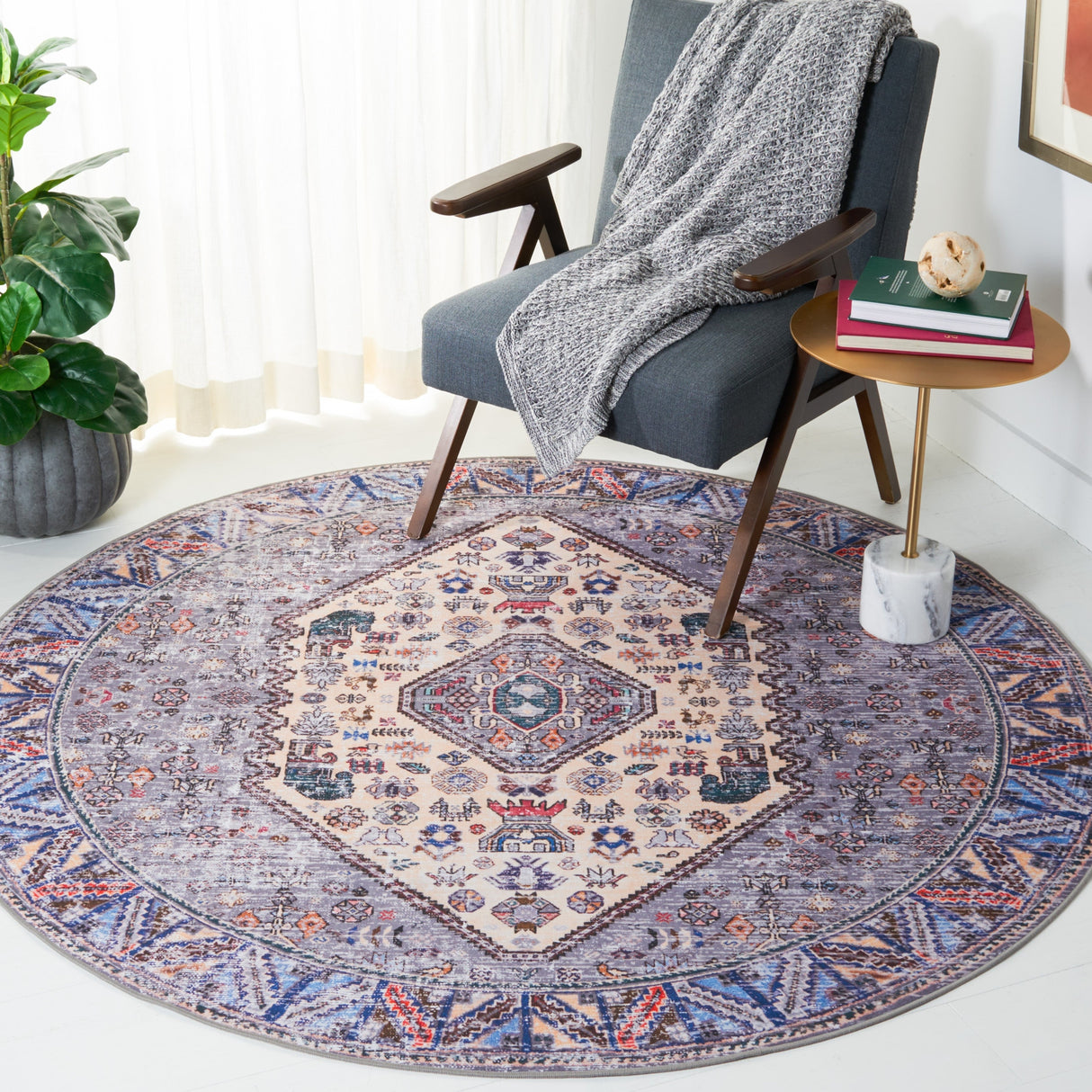 Safavieh Machine Washable Tucson Tsn194C Beige/Grey Rug.