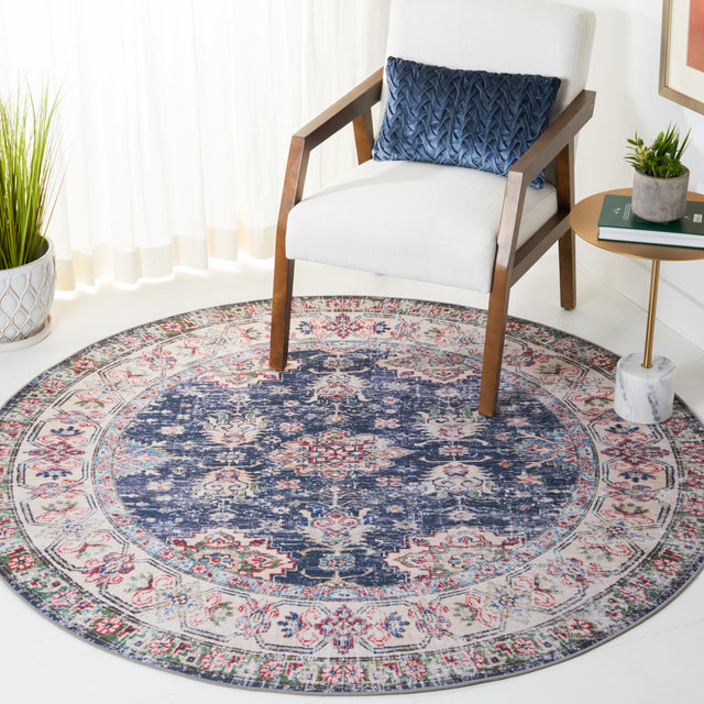 Safavieh Machine Washable Tucson Tsn196N Navy/Beige Rug.