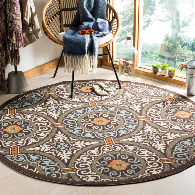 Safavieh Veranda Ver055 Chocolate/Aqua Rug.