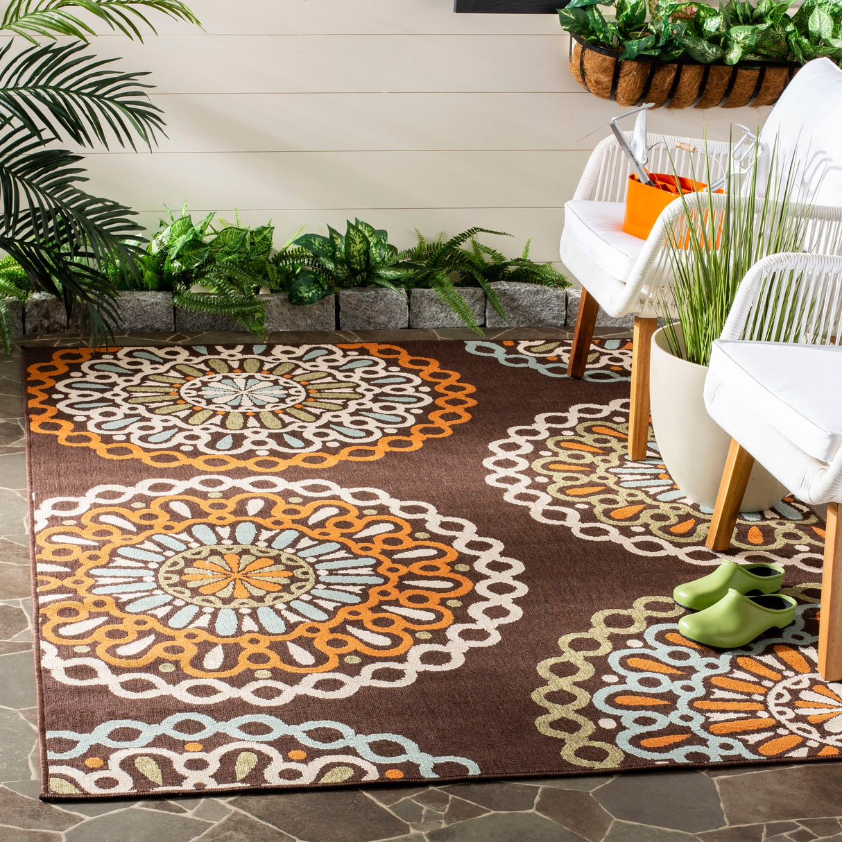 Safavieh Veranda Ver092 Chocolate/Terracotta Rug.