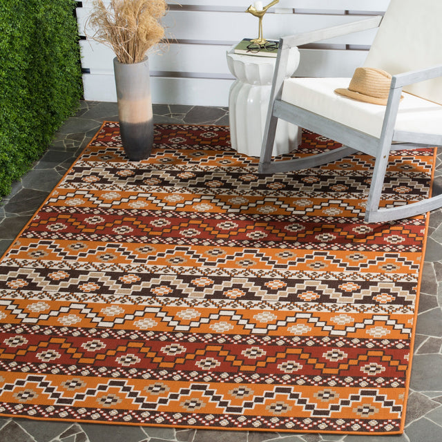 Safavieh Veranda Ver095 Red/Chocolate Rug.