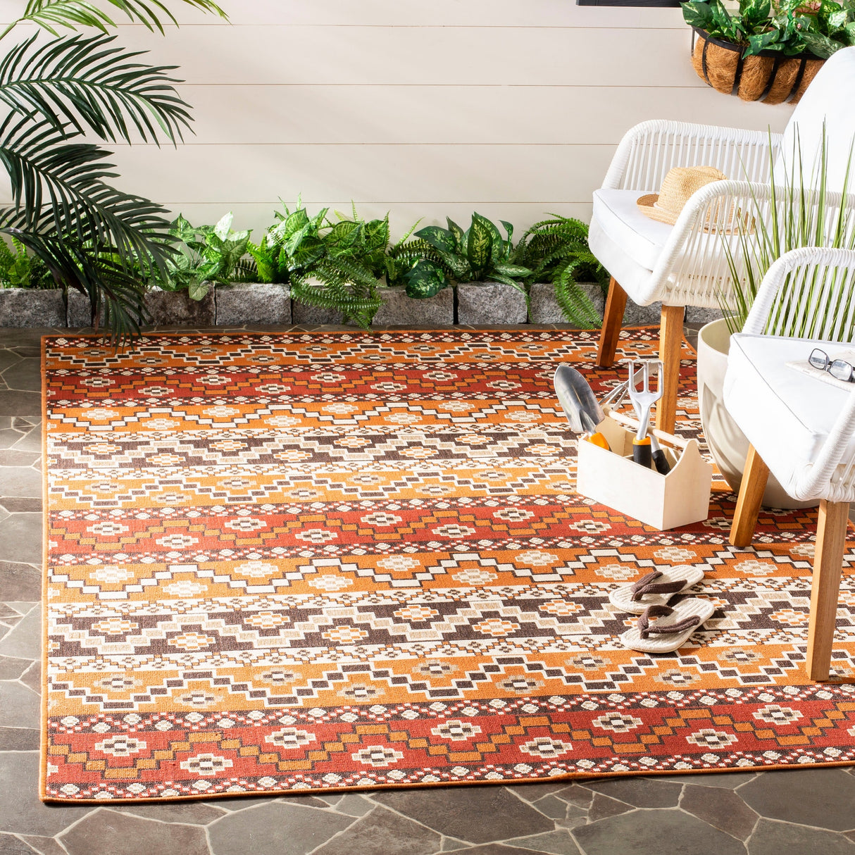 Safavieh Veranda Ver095 Red/Chocolate Rug.