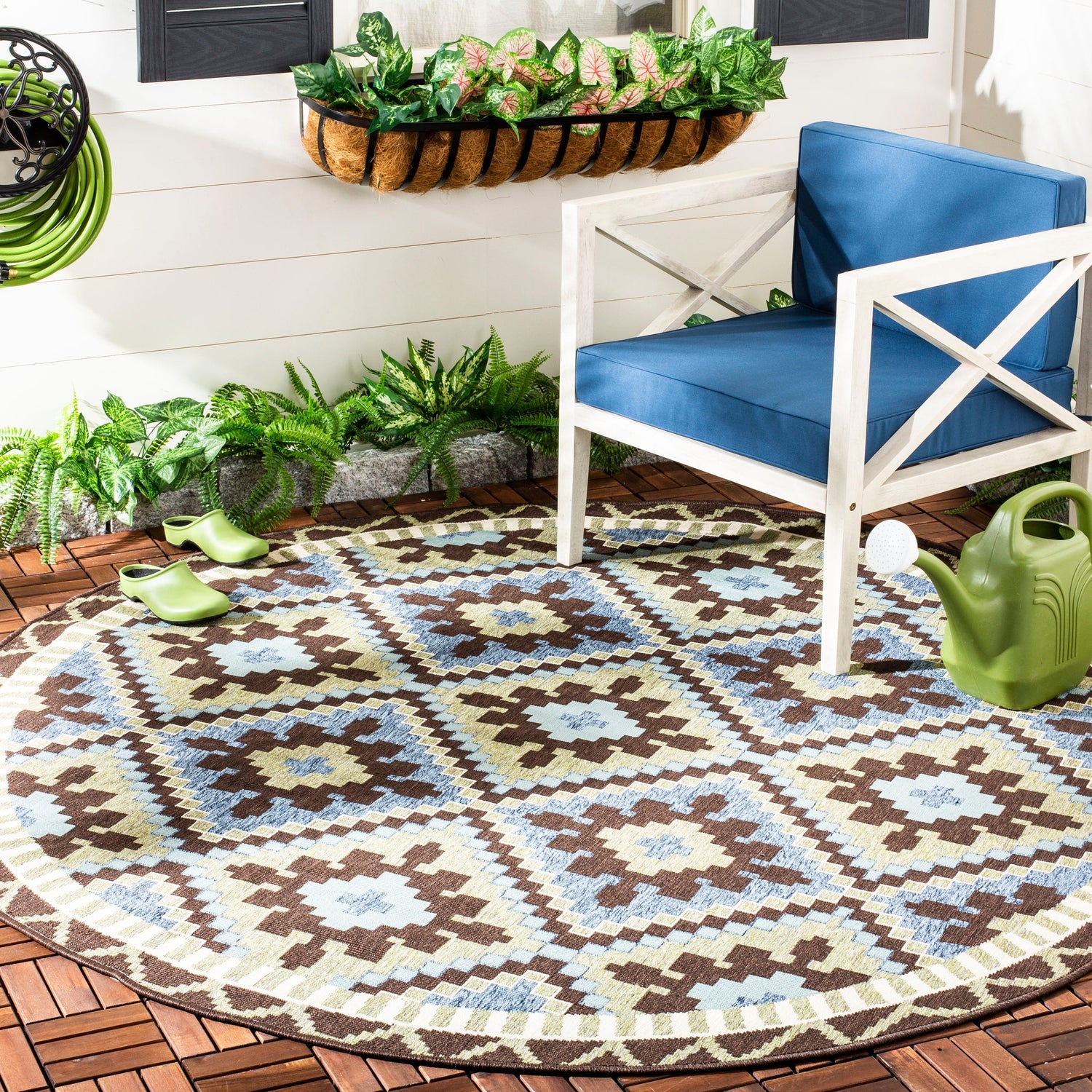 Safavieh Veranda Ver096 Green/Chocolate Rug.