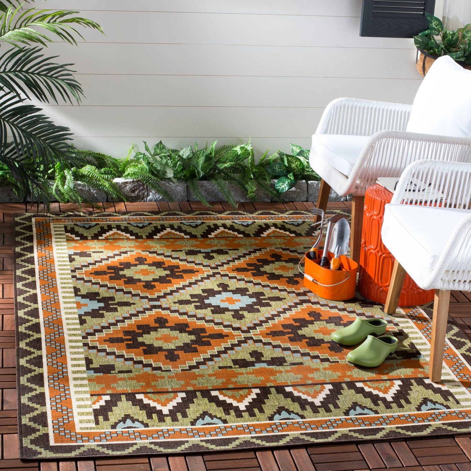 Safavieh Veranda Ver096 Green/Terracotta Rug.