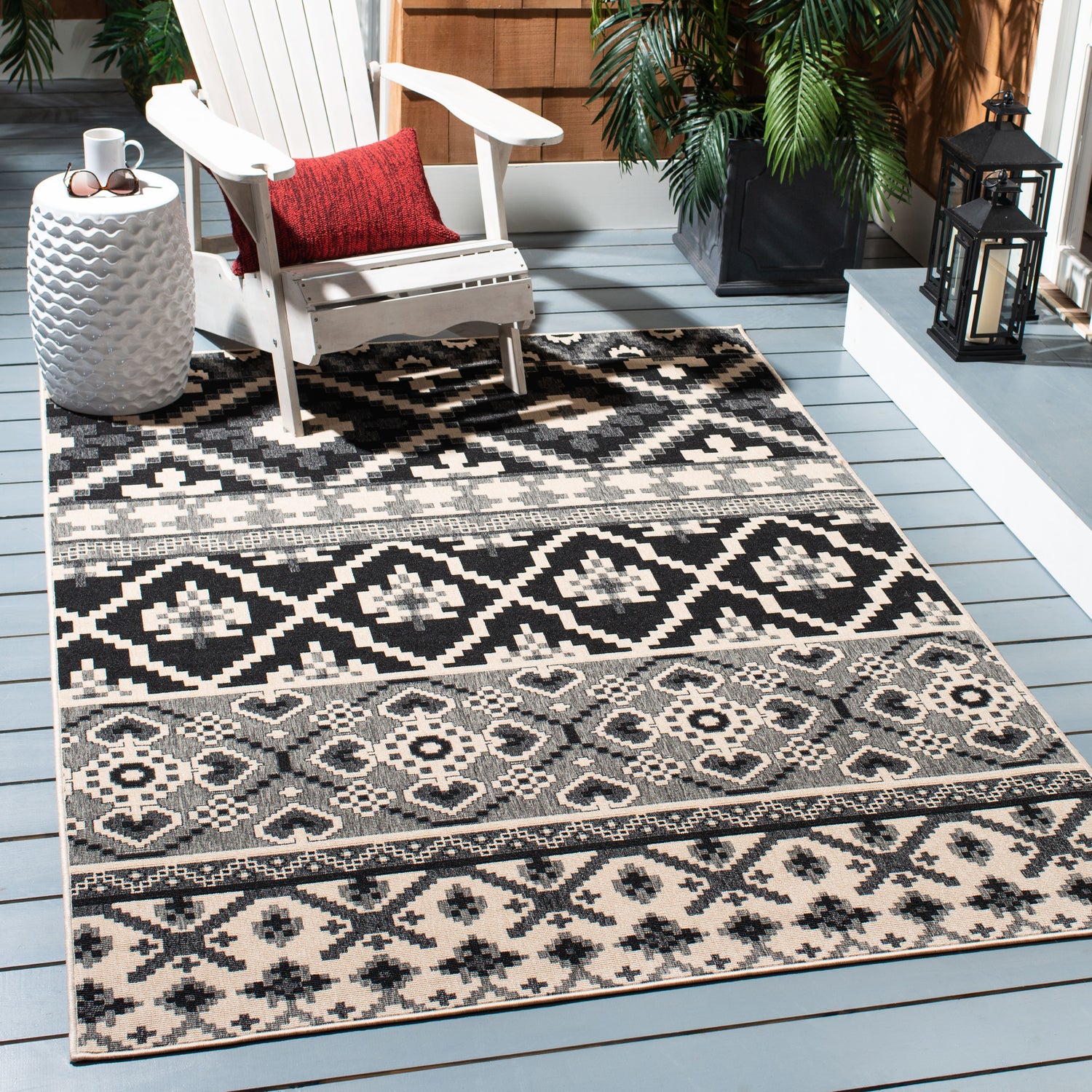 Safavieh Veranda Ver097 Black/Beige Rug.