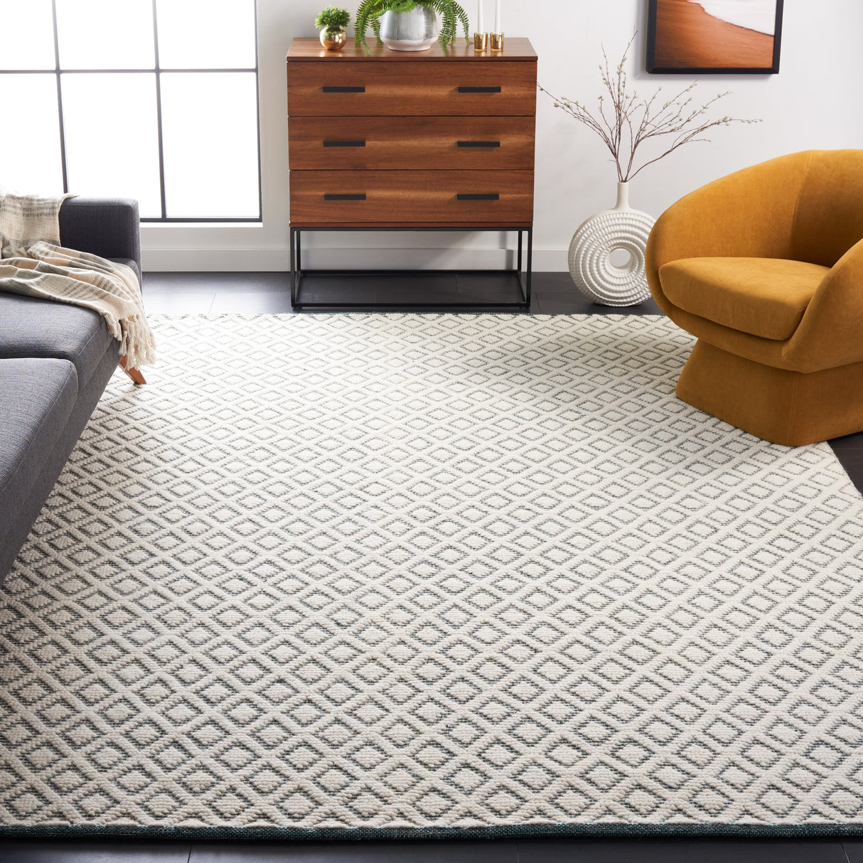 Safavieh Vermont Vrm304Y Ivory/Green Rug.