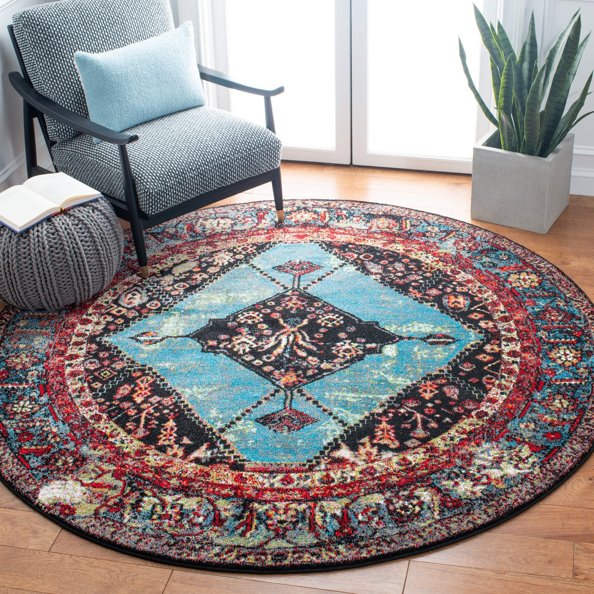 Safavieh Vintage Hamadan Vth217Q Red/Light Blue Rug.