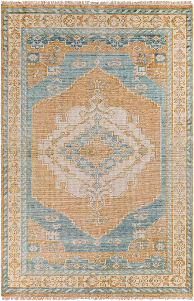 Surya Anadolu Aau-2308 Camel, Beige, Aqua, Dark Blue Rugs.