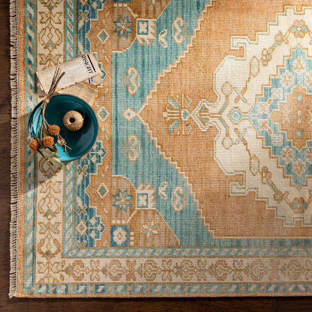 Surya Anadolu Aau-2308 Camel, Beige, Aqua, Dark Blue Rugs.