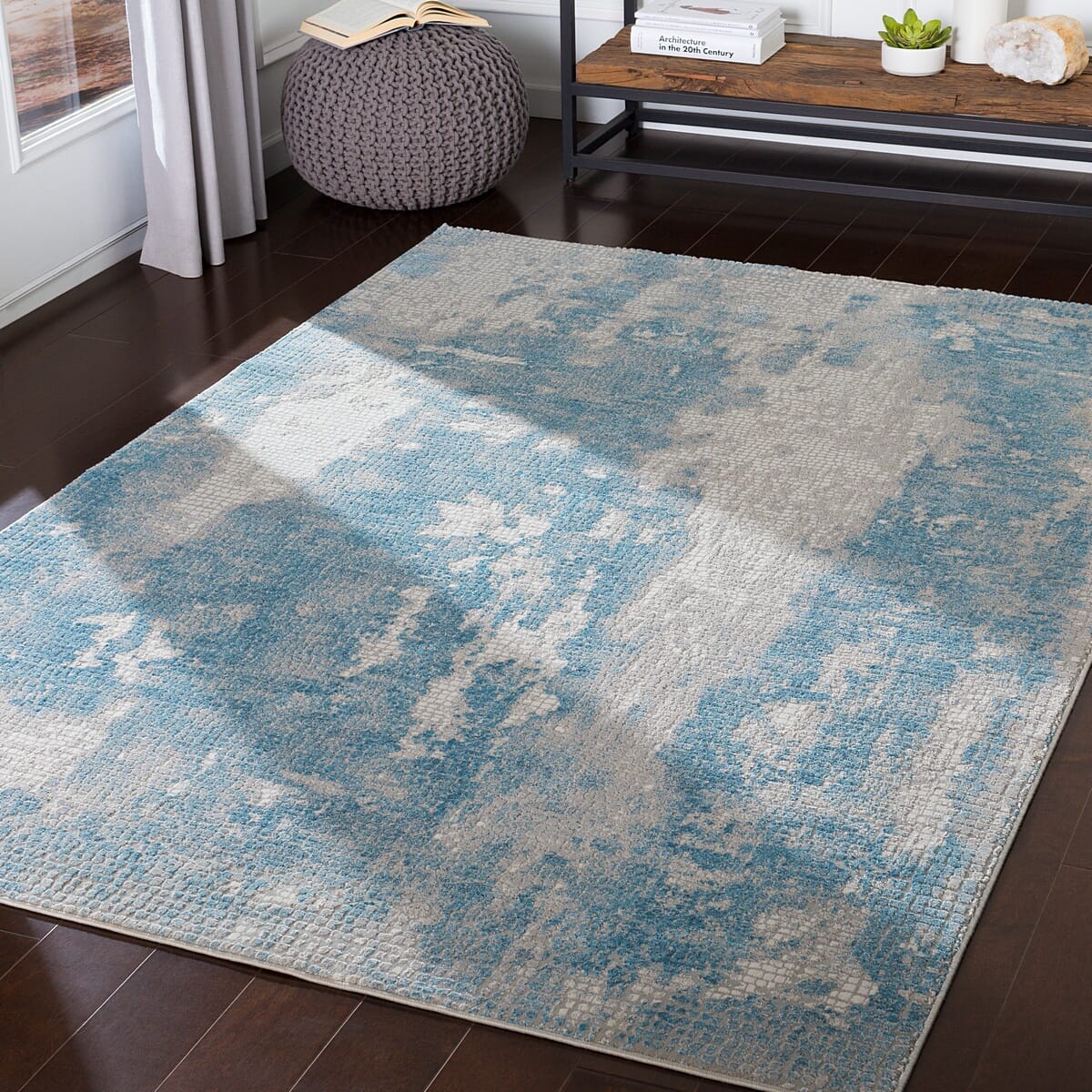 Surya Aisha Ais-2301 Sky Blue, Medium Gray, Light Gray Rugs.