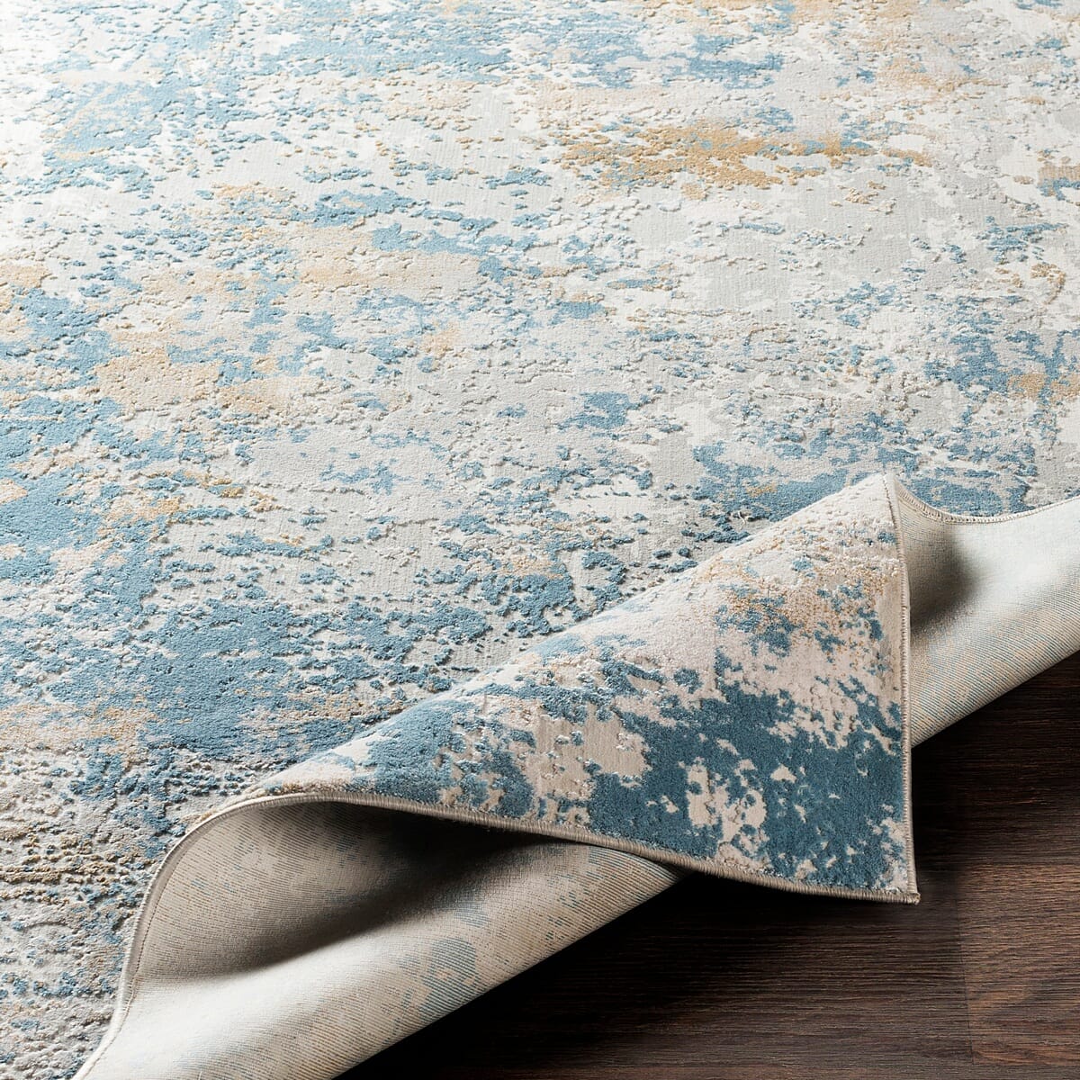Surya Aisha Ais-2302 Sky Blue, Mustard, Light Gray, White Rugs.