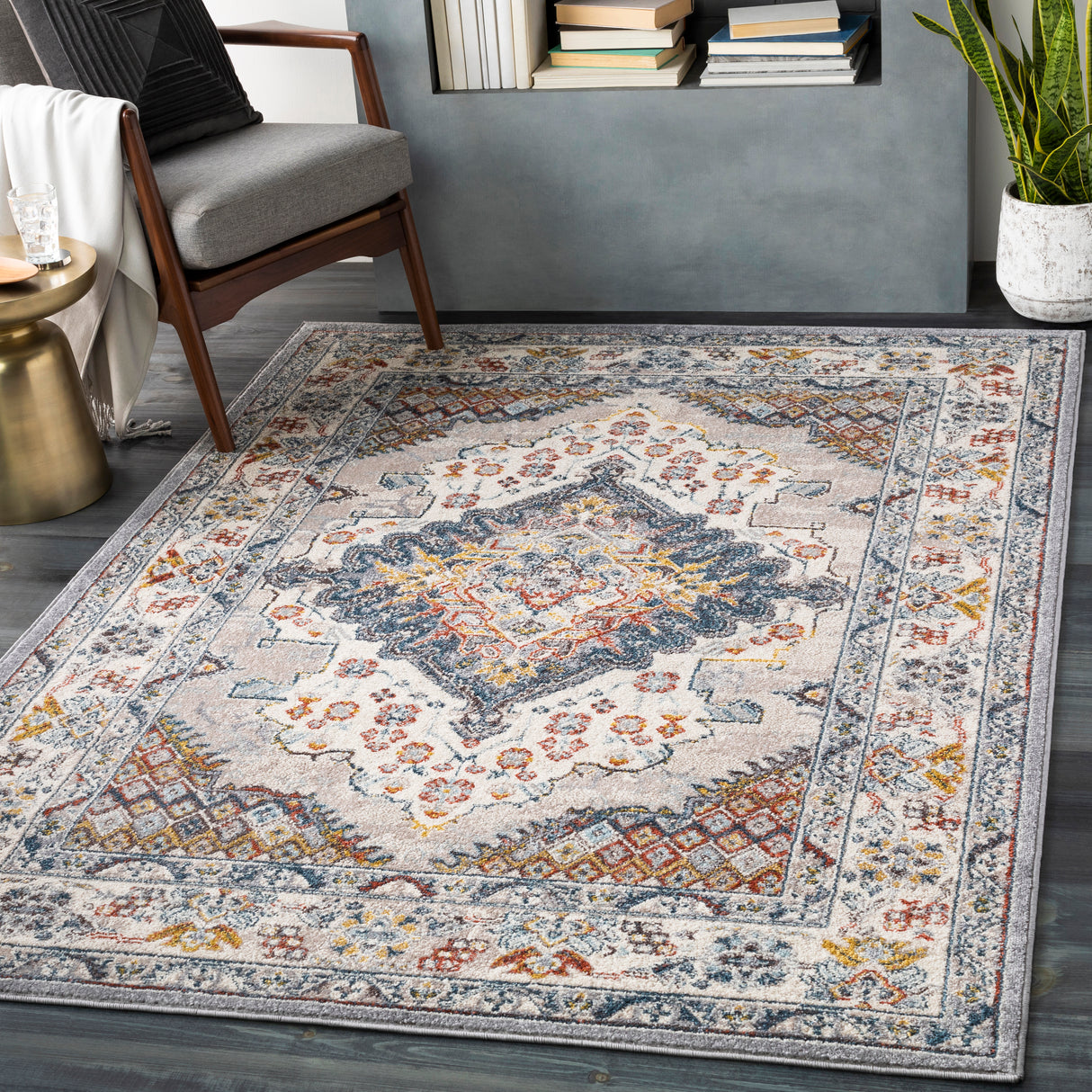 Surya Ankara Akr-2300 Medium Gray, Taupe, Pale Blue, Teal Rugs.