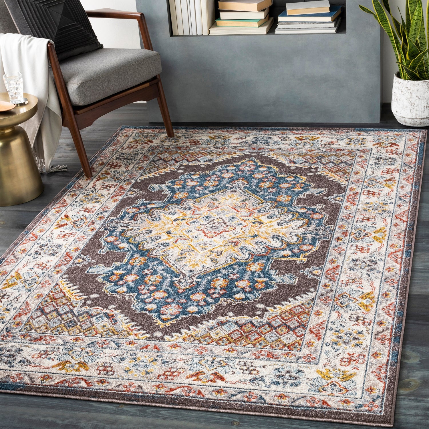 Surya Ankara Akr-2302 Teal, Pale Blue, Cream, Medium Gray Rugs.