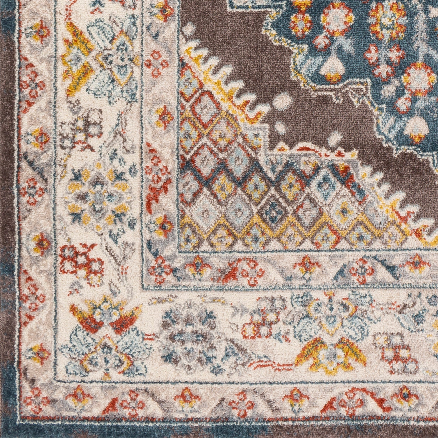 Surya Ankara Akr-2302 Teal, Pale Blue, Cream, Medium Gray Rugs.