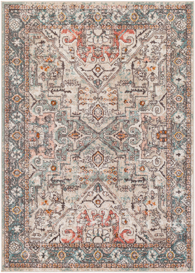 Surya Ankara Akr-2326 Brick, Charcoal, Aqua, Ivory Rugs.