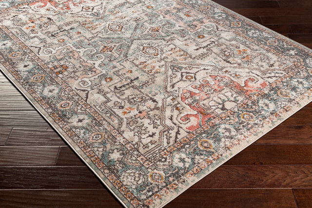 Surya Ankara Akr-2326 Brick, Charcoal, Aqua, Ivory Rugs.