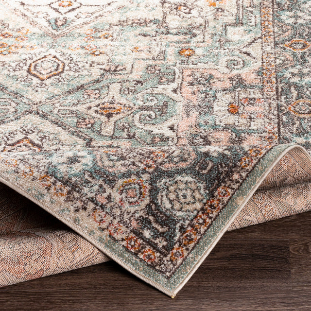 Surya Ankara Akr-2326 Brick, Charcoal, Aqua, Ivory Rugs.