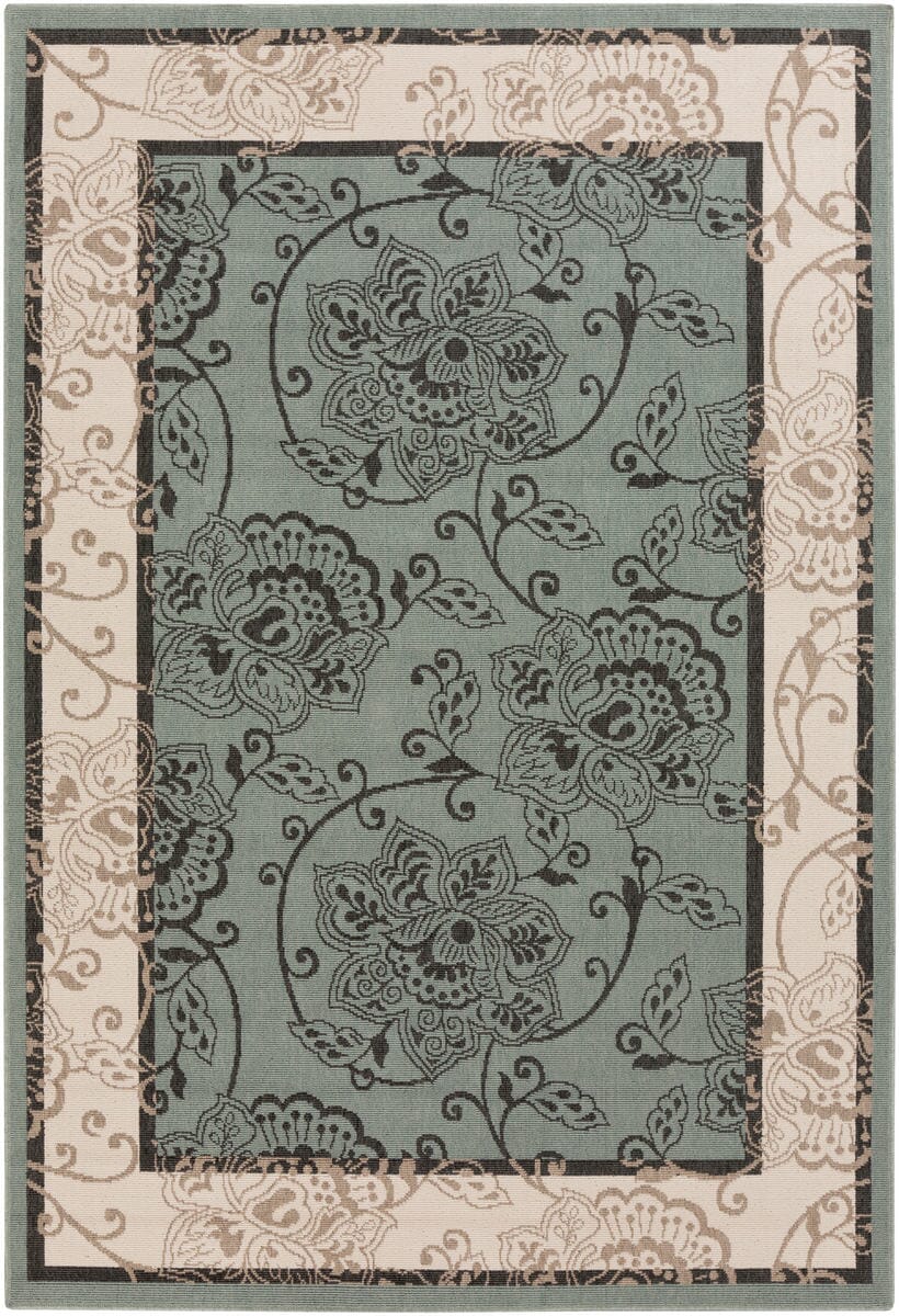 Surya Alfresco Alf-9594 Moss / Ivory / Black / Taupe Rugs.