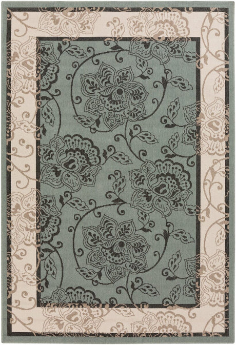 Surya Alfresco Alf-9594 Moss / Ivory / Black / Taupe Rugs.