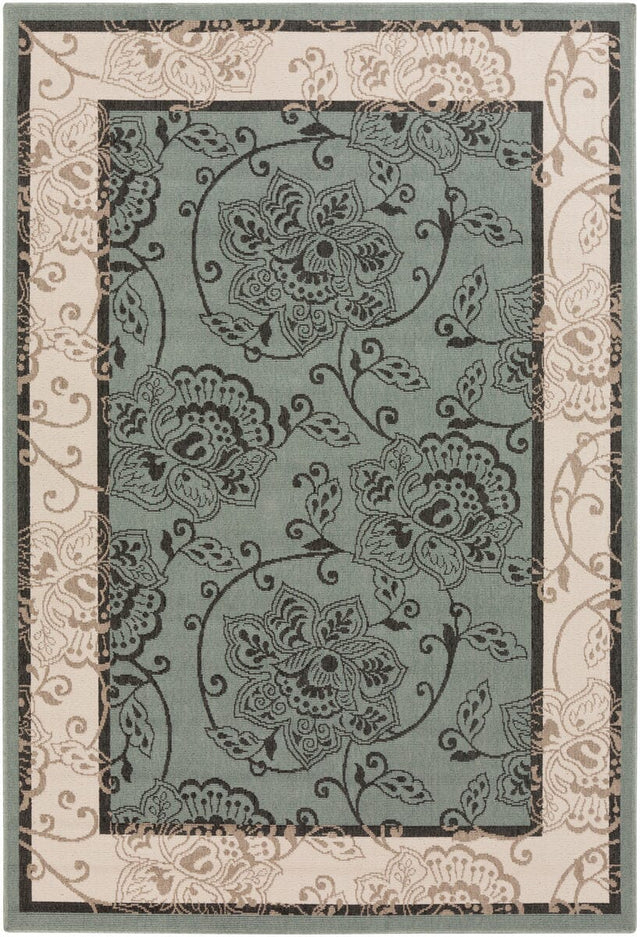Surya Alfresco Alf-9594 Moss / Ivory / Black / Taupe Rugs.