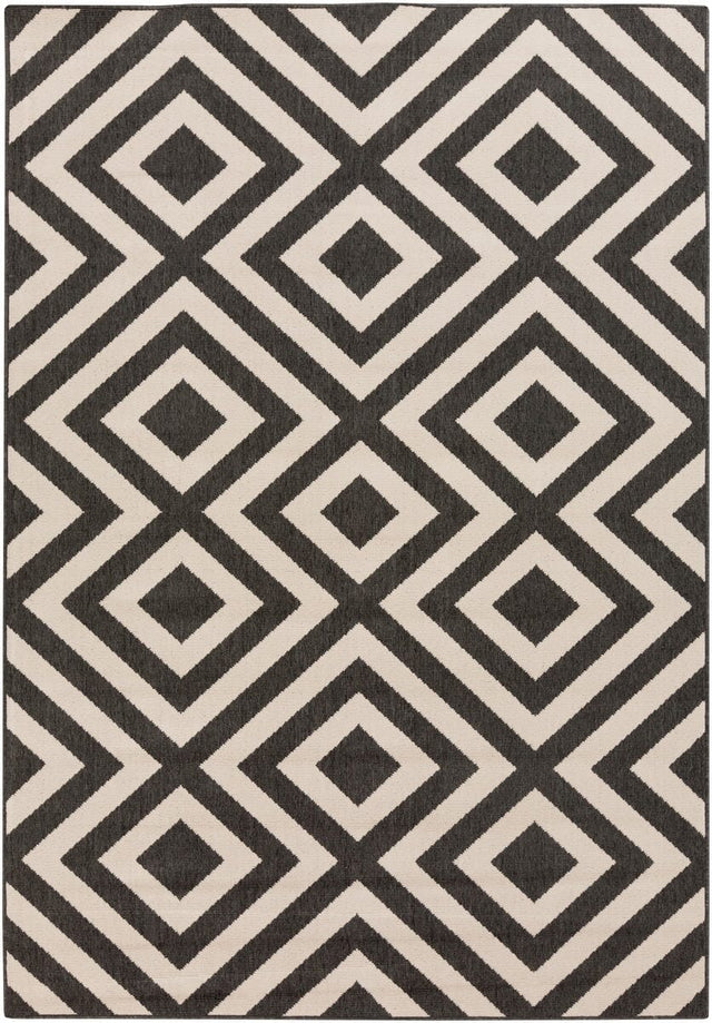 Surya Alfresco Alf-9639 Black / Beige Rugs.