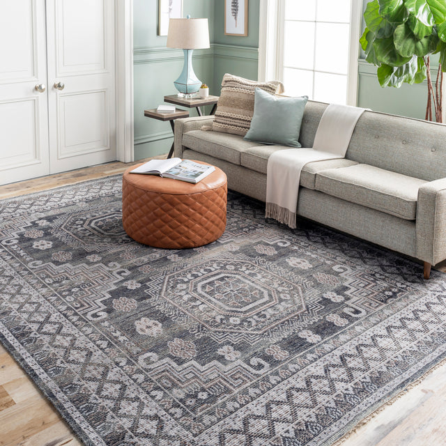 Surya Almeria Alm-2300 Charcoal, Medium Gray, Beige, Pale Blue Rugs.
