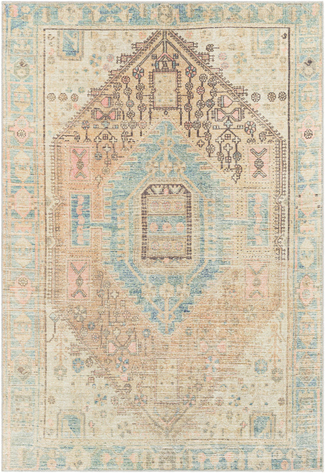 Surya Alanya Aly-2306 Denim, Peach, Tan, Grass Green Rugs.