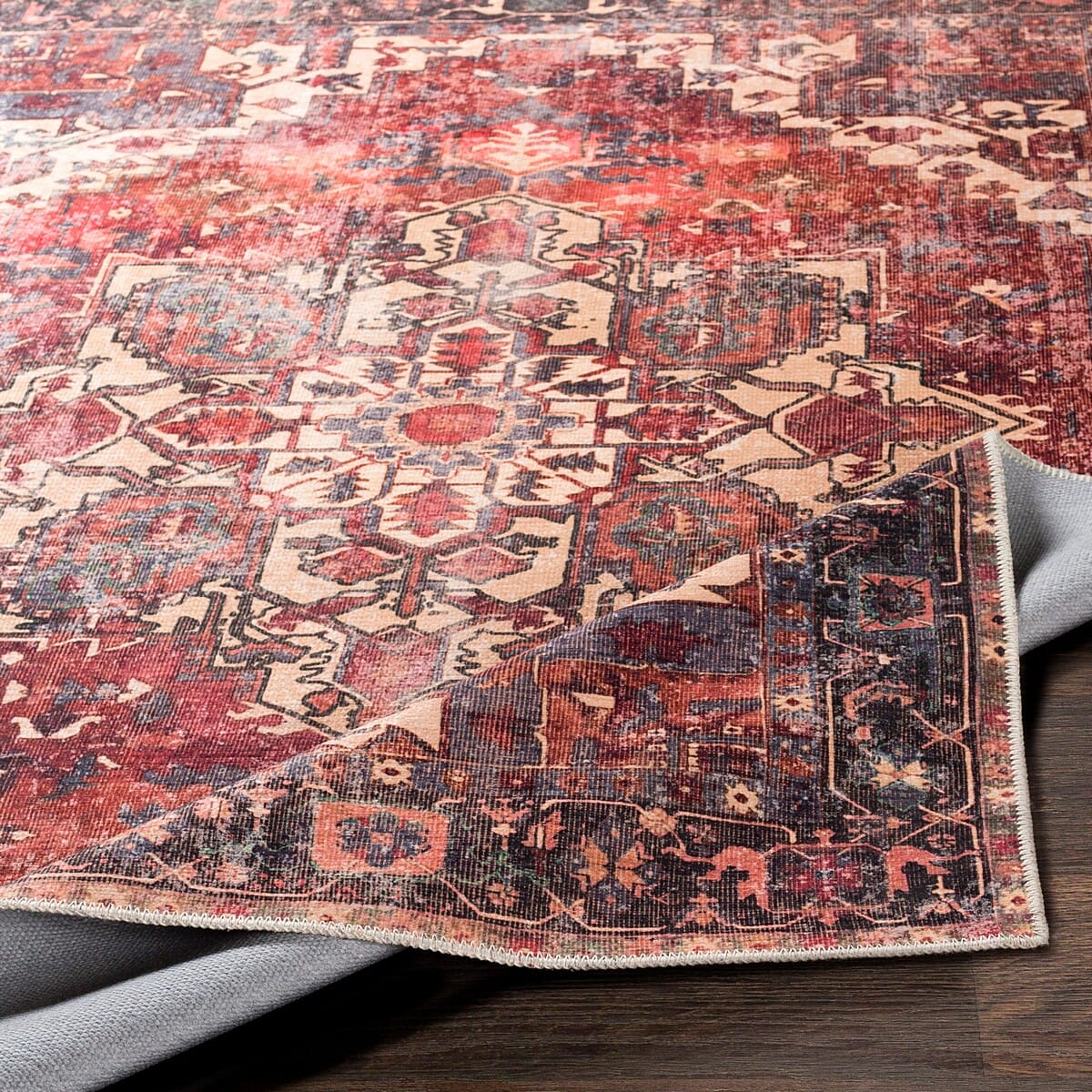 Surya Amelie Aml-2308 Rust, Dark Green, Butter, Denim Rugs.