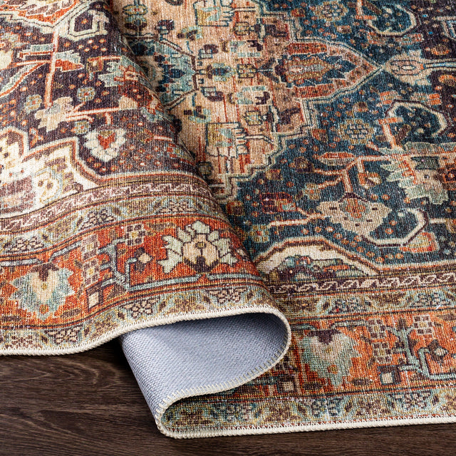 Surya Amelie Aml-2343 Charcoal, Dark Blue, Burnt Orange, Olive Rugs.