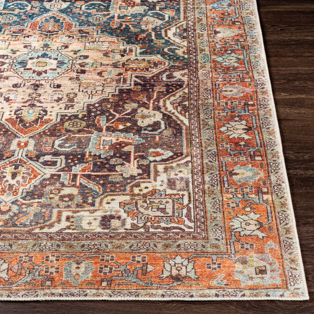 Surya Amelie Aml-2343 Charcoal, Dark Blue, Burnt Orange, Olive Rugs.