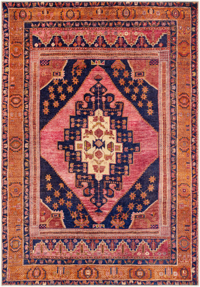 Surya Amelie Aml-2347 Dark Blue, Bright Pink, Burnt Orange, Wheat Rugs.