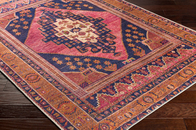 Surya Amelie Aml-2347 Dark Blue, Bright Pink, Burnt Orange, Wheat Rugs.