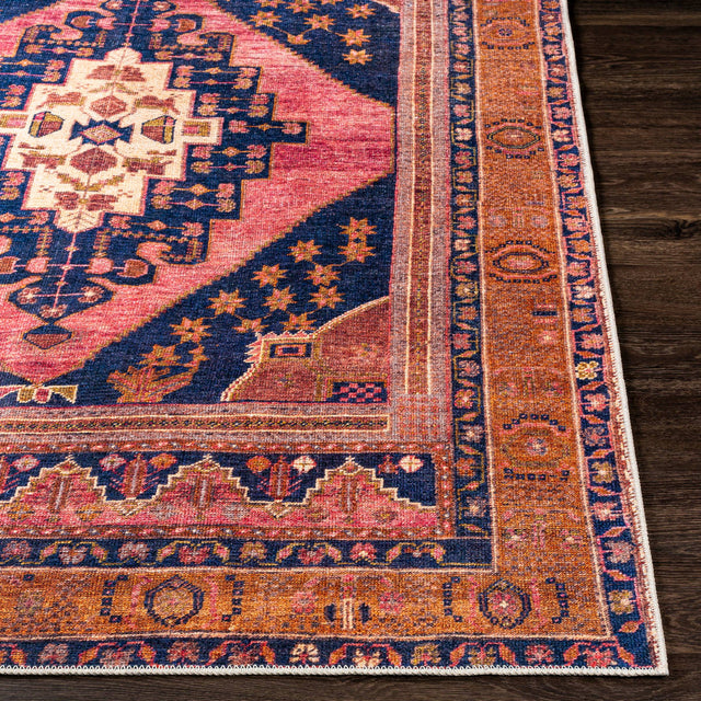 Surya Amelie Aml-2347 Dark Blue, Bright Pink, Burnt Orange, Wheat Rugs.