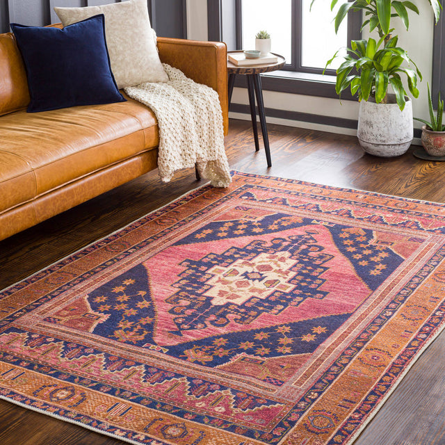 Surya Amelie Aml-2347 Dark Blue, Bright Pink, Burnt Orange, Wheat Rugs.
