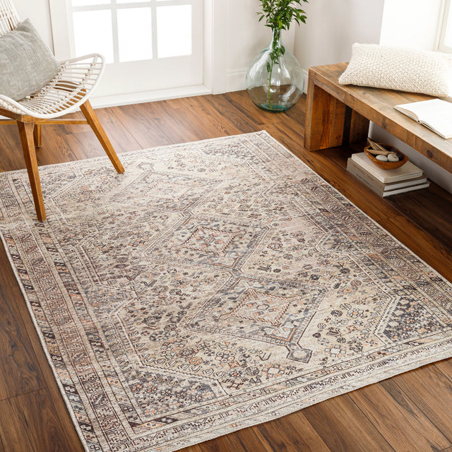 Surya Machine Washable Amelie Aml-2382 Tan & Ivory Rug.