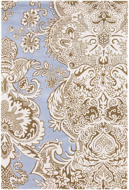 Chandra Amy Butler Amy13228 Blue / Brown / Off White Bohemian Area Rug