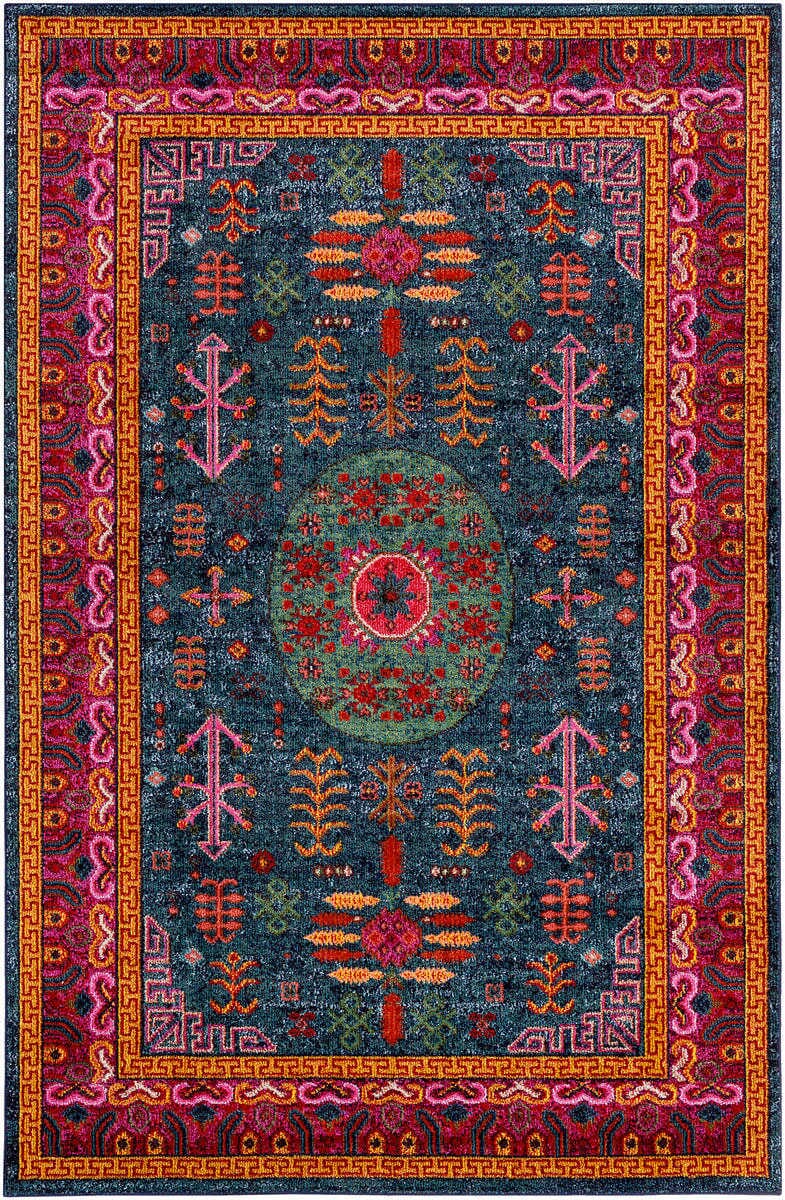 Surya Anika Ani-1005 Teal, Aqua, Dark Blue, Black Rugs.