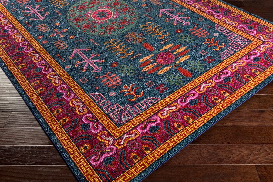 Surya Anika Ani-1005 Teal, Aqua, Dark Blue, Black Rugs.