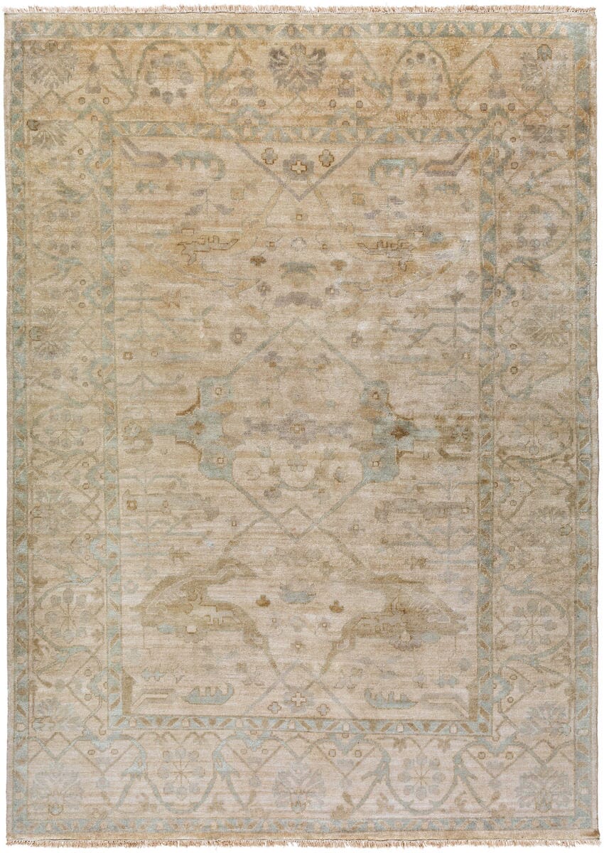 Surya Antique Atq-1000 Moss / Beige / Lime / Gray Rugs.