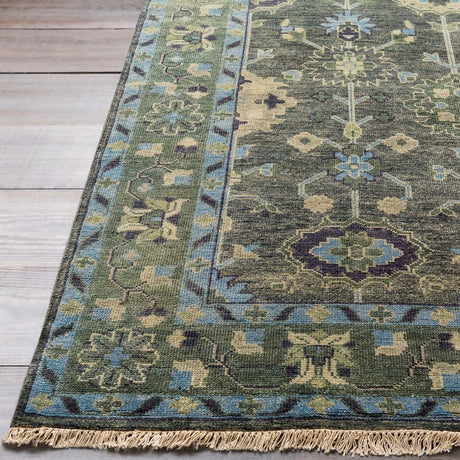 Surya Antique Atq-1008 Dark Green, Charcoal, Medium Gray Rugs.