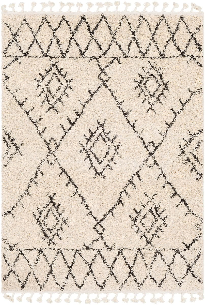 Surya Berber Shag Bbe-2305 Charcoal, Beige Rugs.