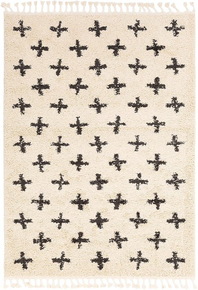 Surya Berber Shag Bbe-2310 Charcoal, Beige Rugs.