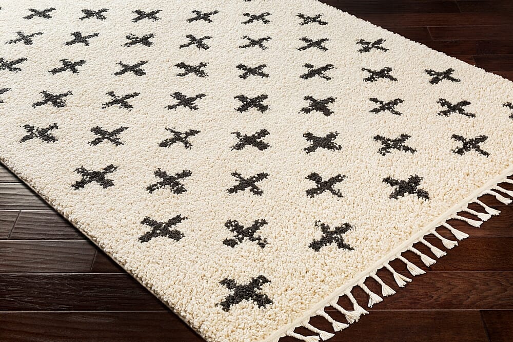 Surya Berber Shag Bbe-2310 Charcoal, Beige Rugs.