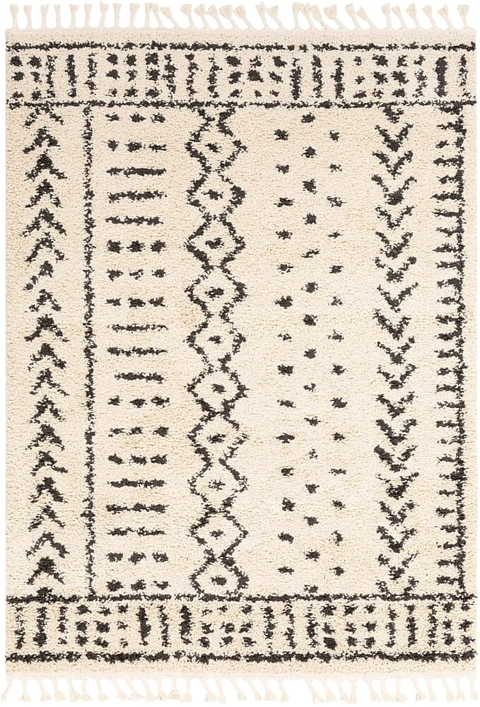 Surya Berber Shag Bbe-2311 Charcoal, Beige Rugs.