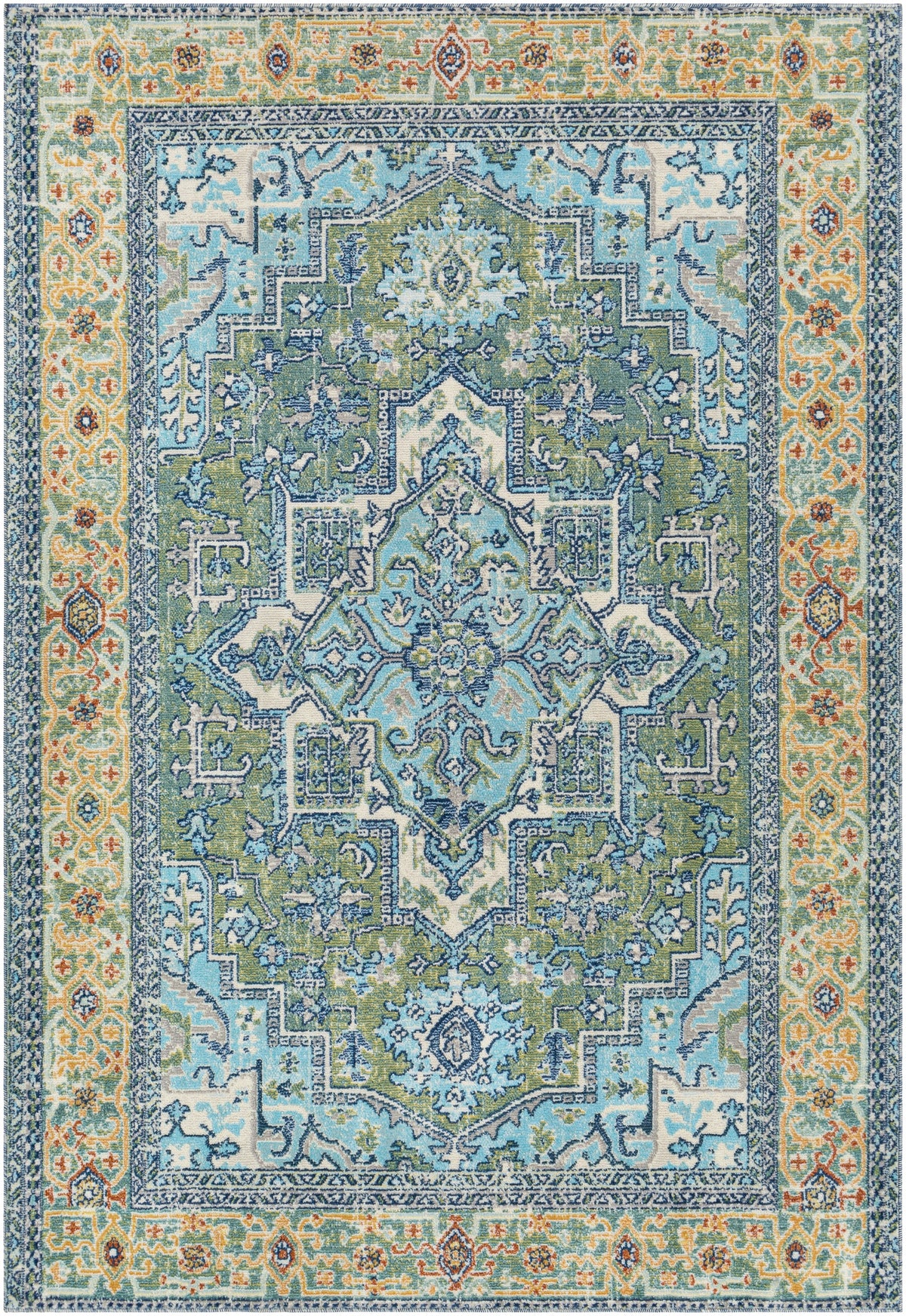 Surya Bodrum Bdm-2335 Dark Green, Wheat, Sky Blue, Navy Rugs.