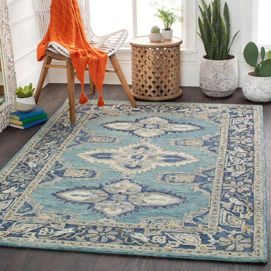Surya Bonifate Bft-1000 Aqua, Denim, Cream, Beige, Olive Rugs.