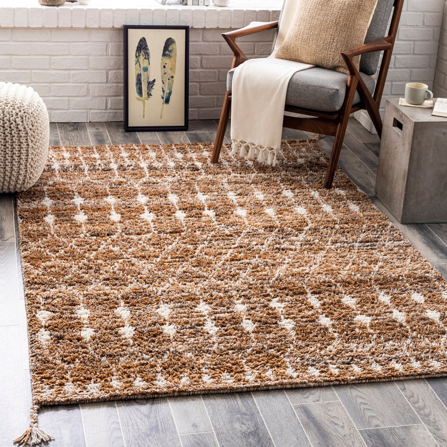 Surya Birch Bhc-2300 Camel, Dark Brown, Charcoal, Cream Rugs.