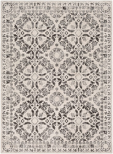 Surya Bahar Bhr-2318 Medium Gray, Charcoal, Beige, Taupe Rugs.